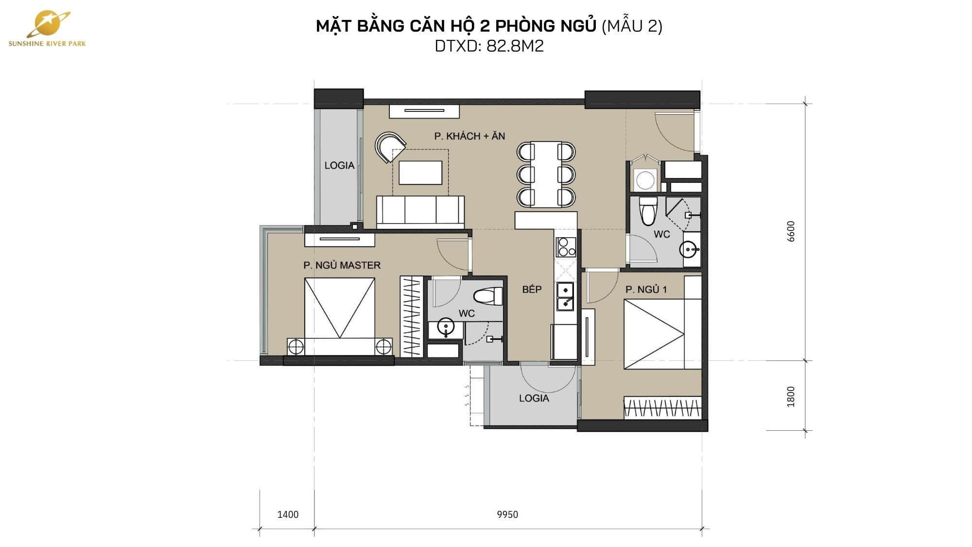 thiết kế căn hộ sunshine river park ciputra