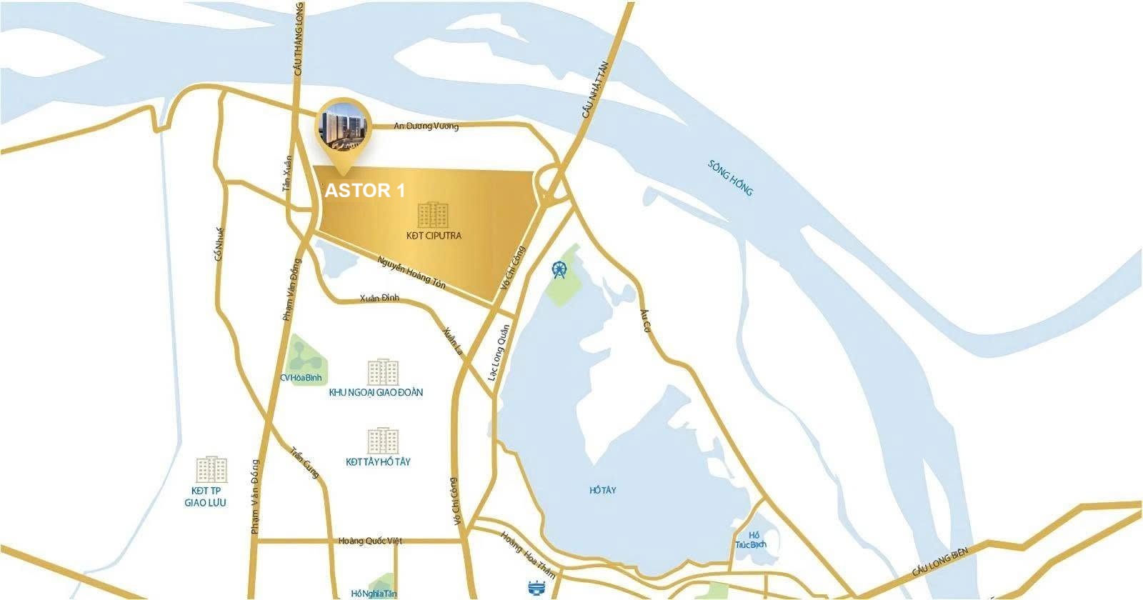 vị trí dự án astor 1 ciputra